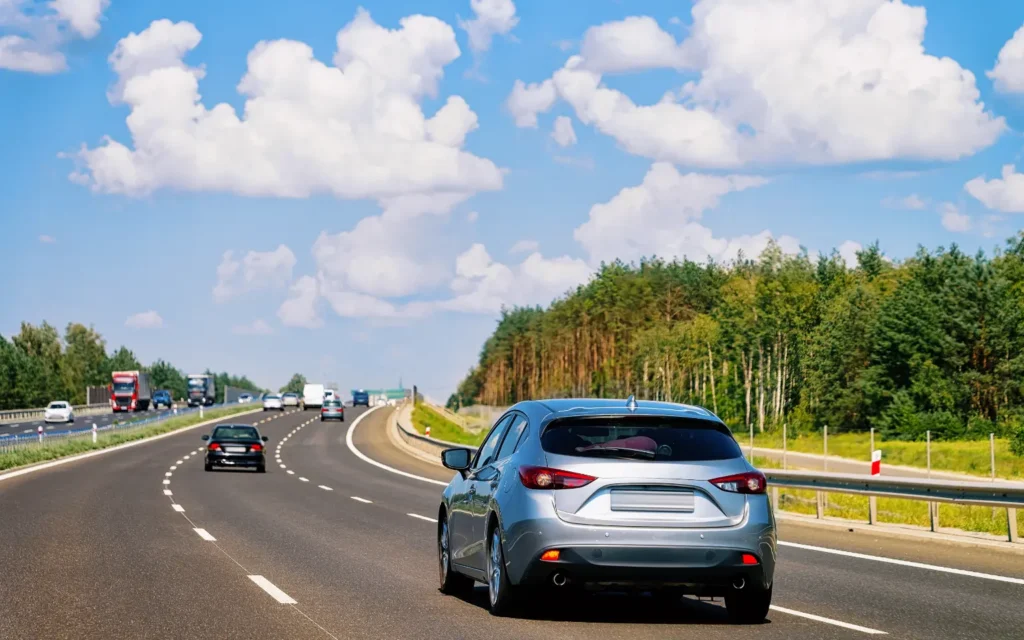 Scenery with cars road poland